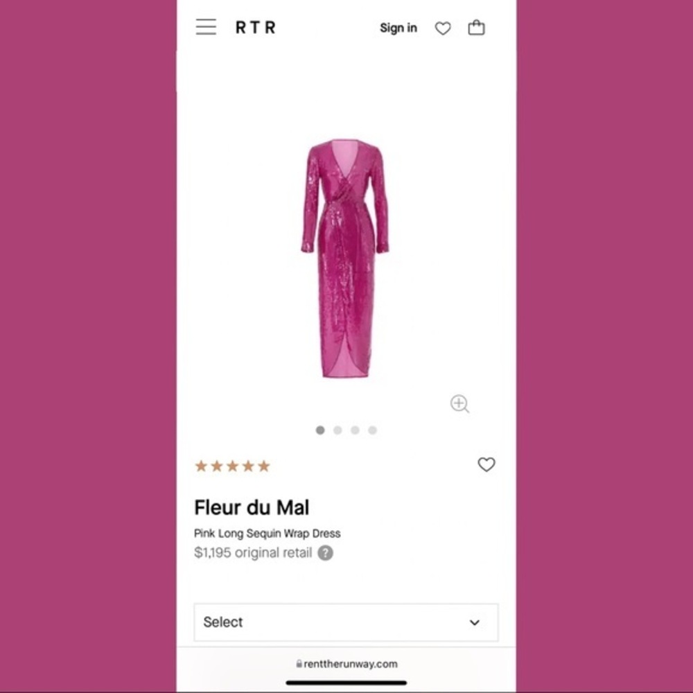💛 Fleur Du Mal Designer Prom Pink Sequin Wrap Gown With Slit And Long Sleeves - Picture 2 of 15